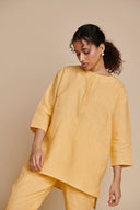 Butterscotch Linen Short Kurta On Sale