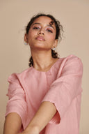 Candy Floss Linen Short Kurta On Sale