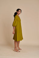 Mehendi Linen Billow Dress On Sale