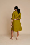 Mehendi Linen Billow Dress On Sale