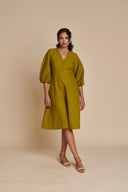 Mehendi Linen Billow Dress - Sale