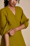 Mehendi Linen Billow Dress - Sale