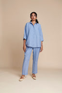 Ashwem Linen Oversized Flared Shirt Set