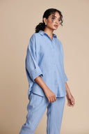 Ashwem Linen Oversized Flared Shirt Set