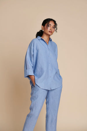 Ashwem Linen Oversized Flared Shirt