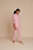 Candy Floss Linen Oversized Flared Shirt Set - Sale