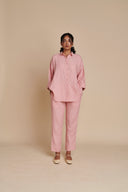 Candy Floss Linen Oversized Flared Shirt Set