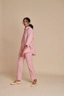 Candy Floss Linen Oversized Flared Shirt Set - Sale