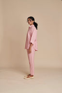Candy Floss Linen Oversized Flared Shirt Set - Sale