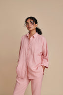 Candy Floss Linen Oversized Flared Shirt Set - Sale