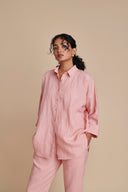 Candy Floss Linen Oversized Flared Shirt Set