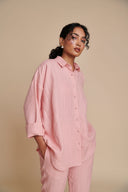 Candy Floss Linen Oversized Flared Shirt Set