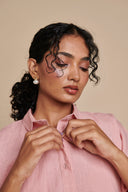 Candy Floss Linen Oversized Flared Shirt Set - Sale