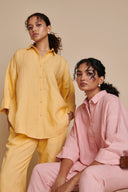 Butterscotch Linen Oversized Flared Shirt Set