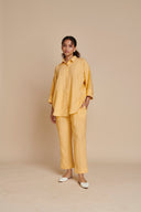 Butterscotch Linen Oversized Flared Shirt Set