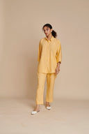 Butterscotch Linen Oversized Flared Shirt Set