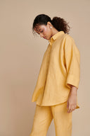 Butterscotch Linen Oversized Flared Shirt Set