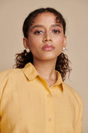 Butterscotch Linen Oversized Flared Shirt On Sale