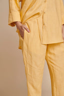 Butterscotch Linen Oversized Flared Shirt On Sale