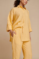 Butterscotch Linen Oversized Flared Shirt On Sale