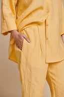 Butterscotch Linen Oversized Flared Shirt Set