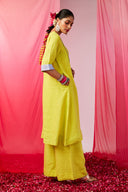 Keri Linen Panelled Kurta Set On Sale