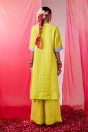 Keri Linen Panelled Kurta Set On Sale