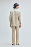 Undyed Linen Men's Band Collar Shirt