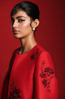 Scarlet Silk Embroidered Women's Half Sleeves Jacket