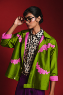 Fern Silk Embroidered Unisex Applique Jacket