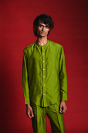 Fern Silk Men's Band Collar Shirt