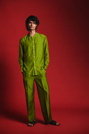 Fern Silk Men's Band Collar Shirt