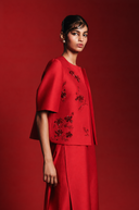 Scarlet Silk Embroidered Women's Half Sleeves Jacket