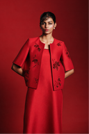 Scarlet Silk Embroidered Women's Half Sleeves Jacket