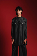 Charcoal Silk Men's Saif Kurta