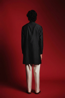 Charcoal Silk Men's Pleated Placket Kurta