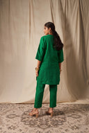 Panna Linen Panelled Kurta Set