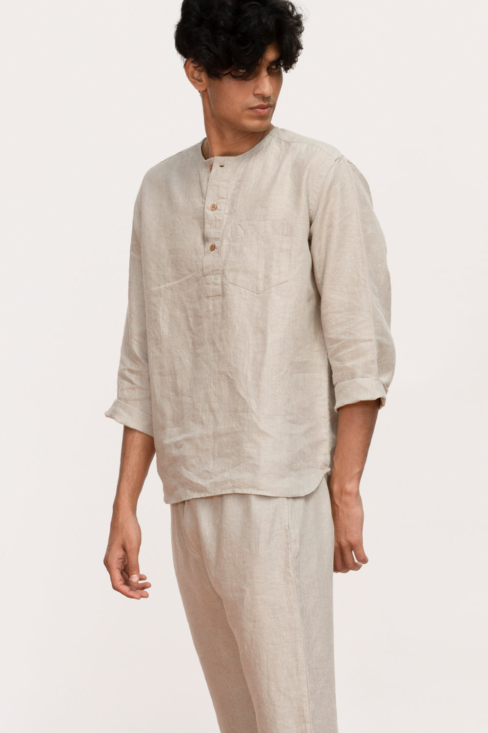 Undyed Linen Men's Pyjama Set – Saphed