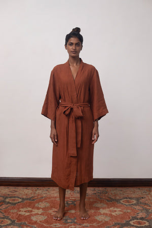 Cinnamon Linen Robe