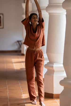 Cinnamon Linen Women's Pyjama Set