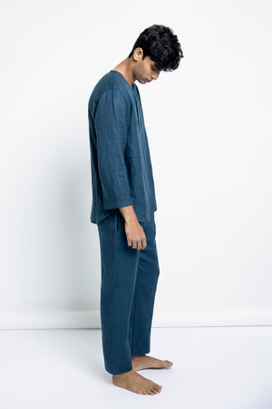 Indigo Linen Men's Pyjama Set