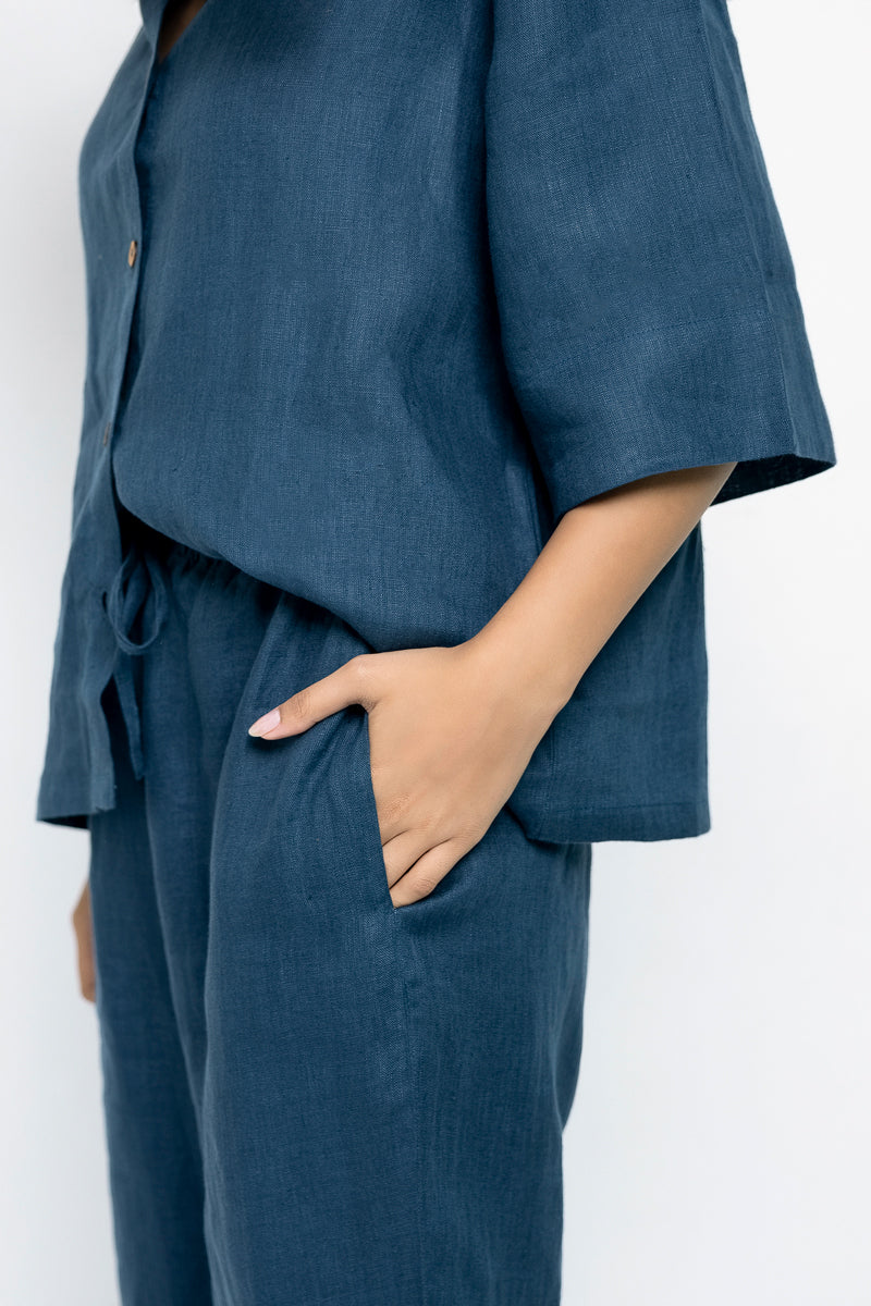 Indigo Linen Women's Pyjama Set