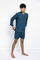 Indigo Linen Men's Shorts Set