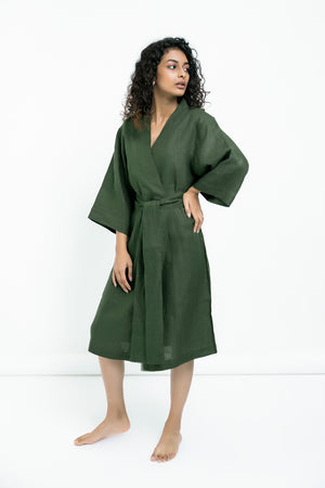 Khaki Linen Robe