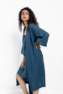 Indigo Linen Robe