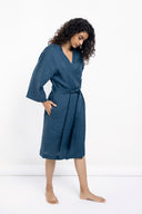 Indigo Linen Robe