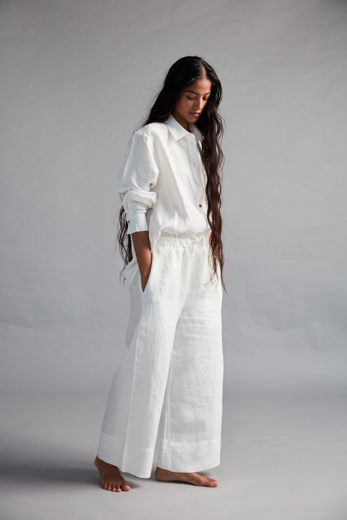 Taj Linen Pyjama Pants Saphed