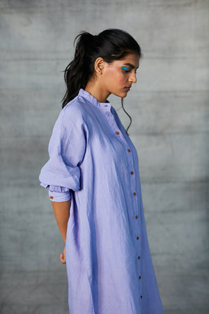 Jacaranda Linen Shirt Dress