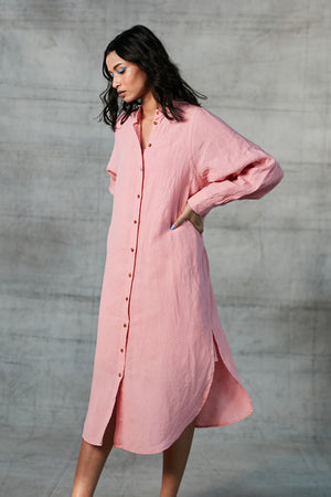 Candy Floss Linen Shirt Dress