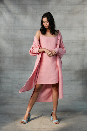 Candy Floss Linen Shirt Dress